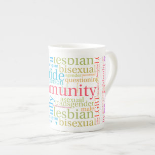 Tasse En Porcelaine Cloud de mot communautaire LGBTQ+ SlipperyJoe