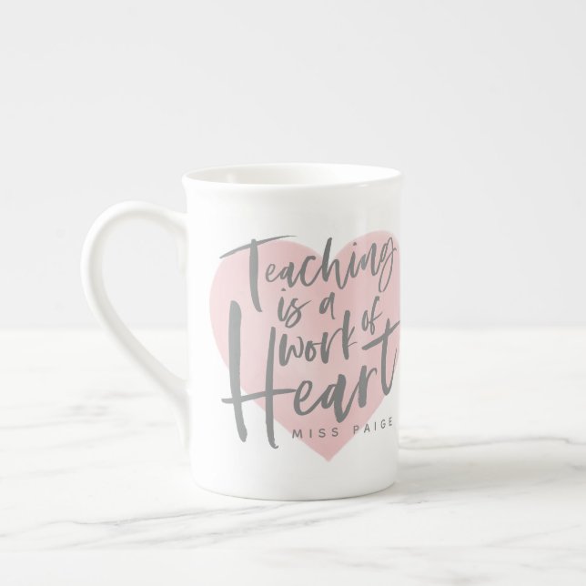 Tasse En Porcelaine Coeur d'aquarelle de cadeau de professeur (Gauche)