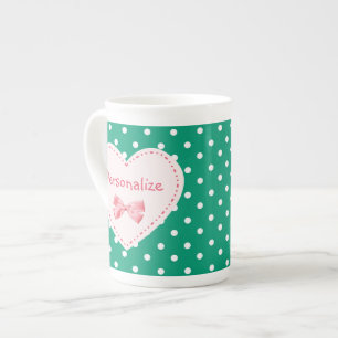 Tasse En Porcelaine Coeur de vert vert avec le nom