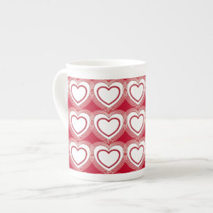 Tasse En Porcelaine Coeurs Abstraits modernes - Rouge et Blanc