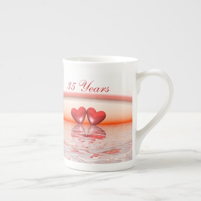 Tasse En Porcelaine Coeurs coralliens du 35e anniversaire (Droite)