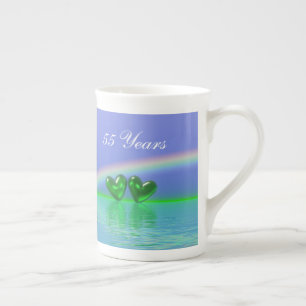Tasse En Porcelaine Coeurs d'émeraude du 55e anniversaire