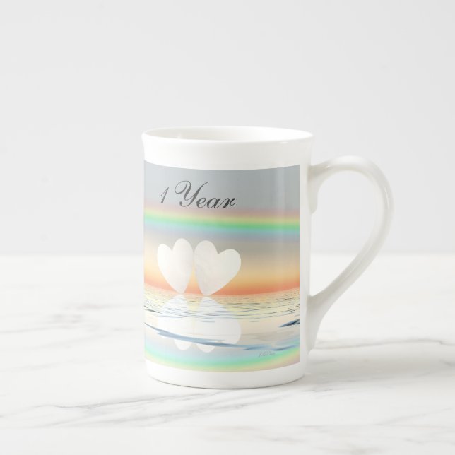 Tasse En Porcelaine Coeurs papier du 1er anniversaire (Droite)