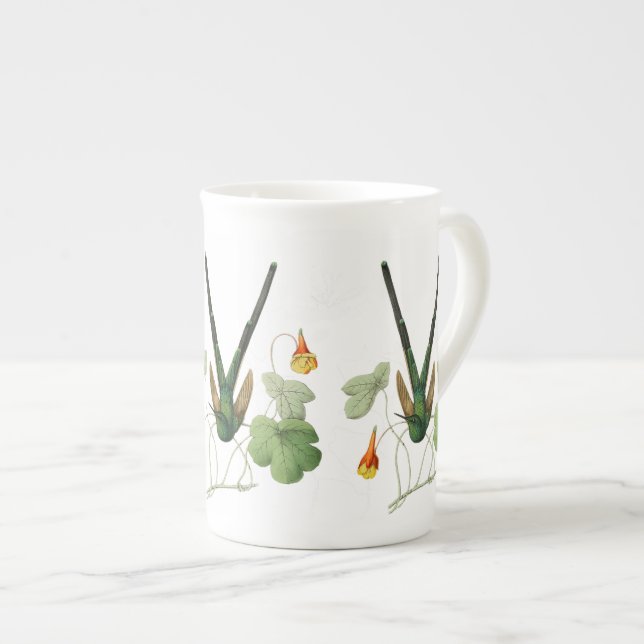 Tasse En Porcelaine Colibris verts et Nasturtium (Devant droit)