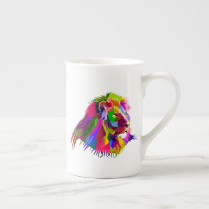 Tasse En Porcelaine Conception d'art pop prismatique tête de lion-6250