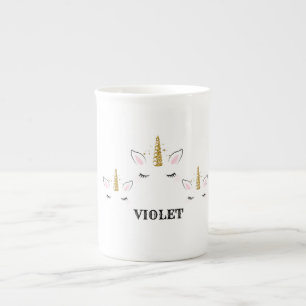Tasse En Porcelaine Conception de licorne personnalisée avec nom et pa