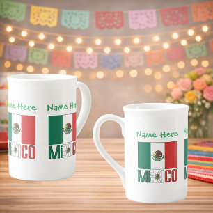 Tasse En Porcelaine Conception de nom de drapeau du Mexique personnali