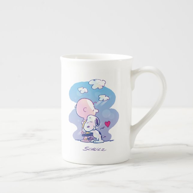 Tasse En Porcelaine Confort et sécurité | Charlie & Snoopy Hug (Droite)