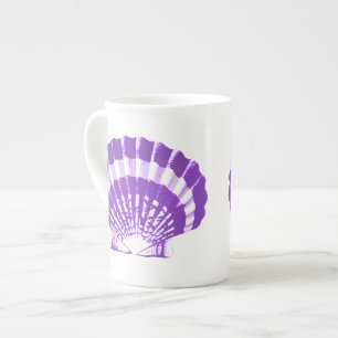 Tasse En Porcelaine Coquillage - violet et blanc