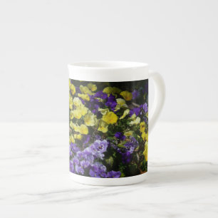 Tasse En Porcelaine Coteau de panneaux violets et jaunes