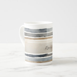 Tasse En Porcelaine Couleurs neutres des bandes d'aquarelle