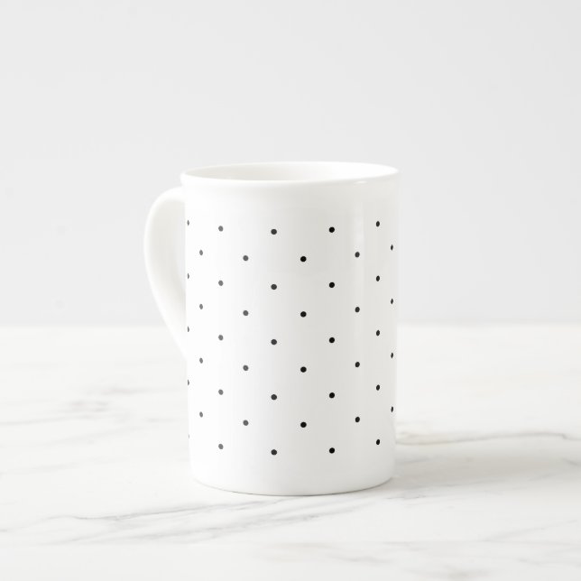 Tasse En Porcelaine Coupe de thé noir et blanc Pois (Devant gauche)