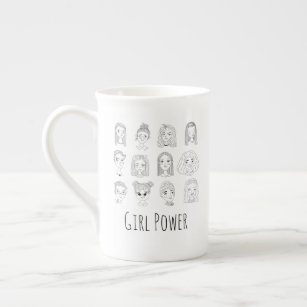 Tasse En Porcelaine Coupe d'Espresso Doodle Power Girl Feminism