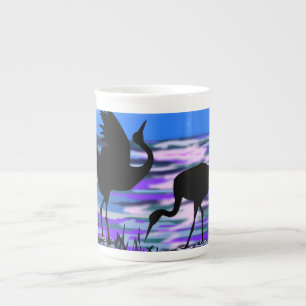 Tasse En Porcelaine Couple Crane Oiseau Mug