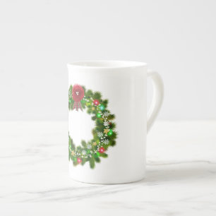 Tasse En Porcelaine Couronne de Noël décorée festive