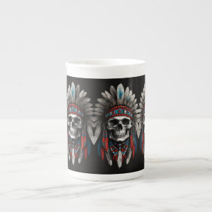 Tasse En Porcelaine Crâne en chef amérindien avec coiffure