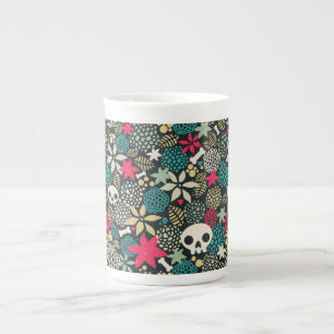 Tasse En Porcelaine Crâne en fleurs