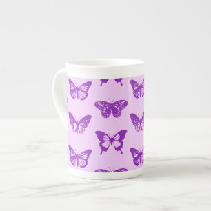 Tasse En Porcelaine Croquis papillon, rose orchidée et violet