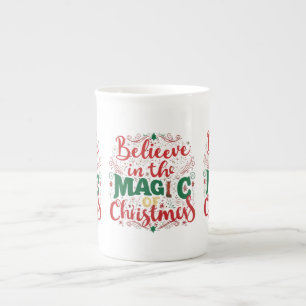 Tasse En Porcelaine Croyez en la magie de Noël - Bone China Mug
