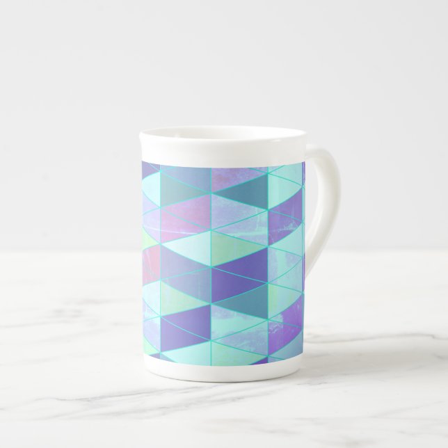 Tasse En Porcelaine Cubes en triangles Motif géométrique (Devant droit)