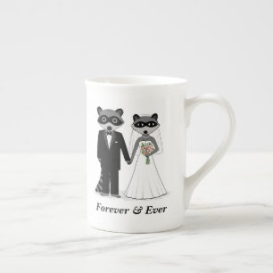 Tasse En Porcelaine Cute Raccoons Mariage mariée et chambre personnal
