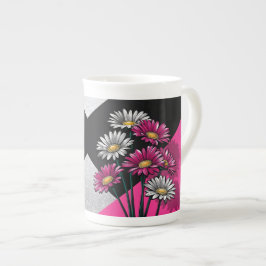 Tasse En Porcelaine Daisies in Pink and White