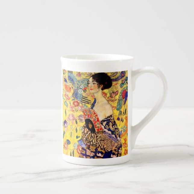 Tasse En Porcelaine Dame Gustav Klimt avec ventilateur (Droite)
