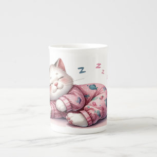 Tasse en porcelaine de Chine Sleeping Kitten in Pa