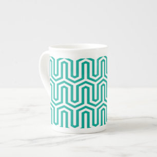 Tasse En Porcelaine Déco motif égyptien - turquoise et blanc
