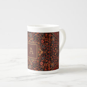 Tasse En Porcelaine Décor Maximaliste Monogramme Vintage Motif de tapi