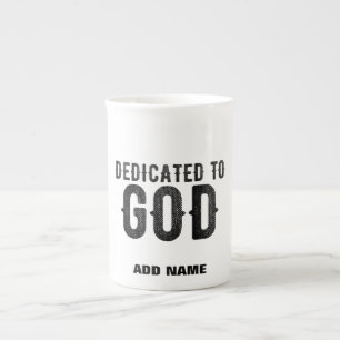 TASSE EN PORCELAINE DÉDIÉ À DIEU PERSONNALISABLE COOL TEXTE NOIR