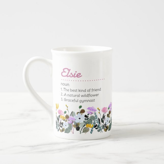 Tasse En Porcelaine Définition de nom avec bordure de Fleur sauvage do (Gauche)