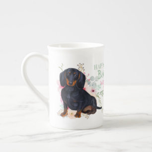 Tasse En Porcelaine Délicat os Chine DACHSHUND maman Anniversaire Mug