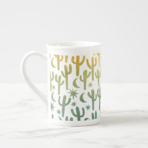 Tasse En Porcelaine Désert de nuit Saguaro Cactus Gold Green Watercol