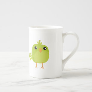 Tasse En Porcelaine Dessin d'oiseau vert