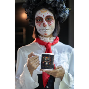 Tasse En Porcelaine Dia de los Muertos peint crâne personnalisable