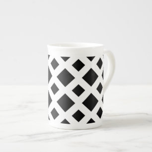 Tasse En Porcelaine Diamants noirs en blanc