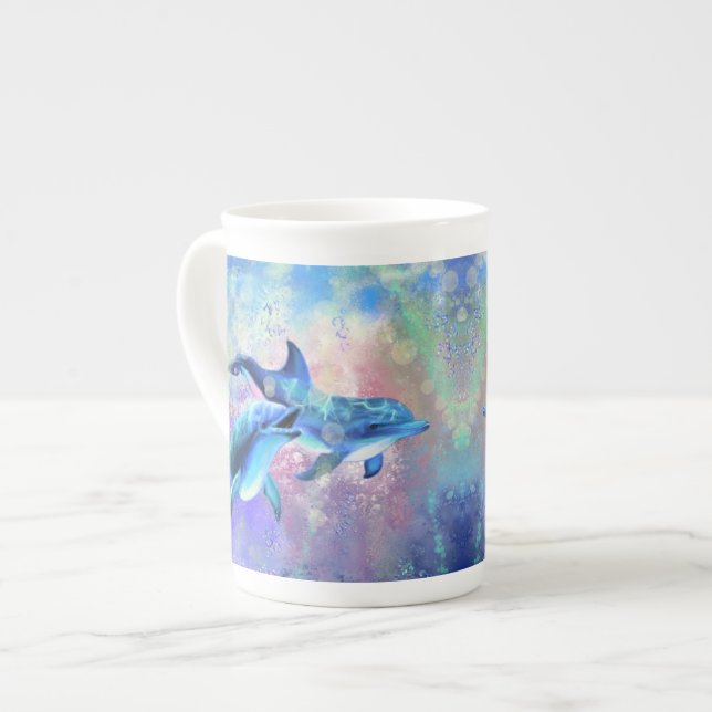 Tasse En Porcelaine Dolphin Couple Mug Amour de famille (Devant gauche)