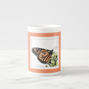 tasse en porcelaine d'os de papillon monarque