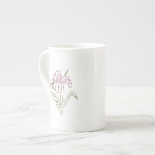 Tasse en porcelaine d'os Iris brodée