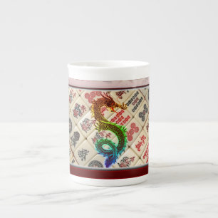 Tasse En Porcelaine Dragon d'arc-en-ciel de Mahjong