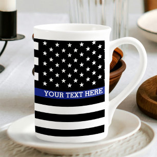Tasse En Porcelaine Drapeau américain à ligne mince personnalisé