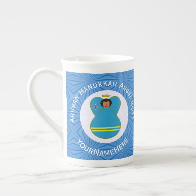 Tasse En Porcelaine Drapeau Aruba Angel Hanoukka (Gauche)
