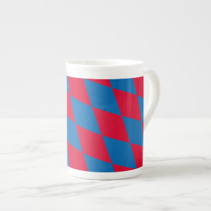 Tasse En Porcelaine Drapeau diamant Bavière bleu et rouge Motif