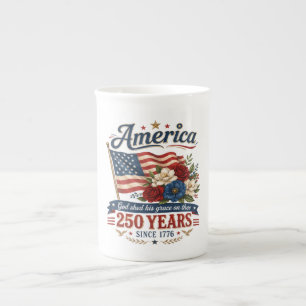Tasse En Porcelaine Drapeau floral 250 ans d'Amérique