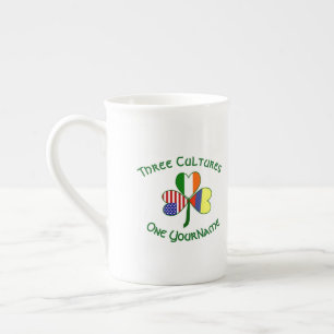 Tasse En Porcelaine Drapeau irlandais américain colombien Trèfle Perso