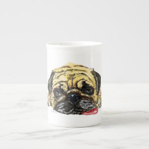 Tasse En Porcelaine Drôle Carlin chien os Chine Mug