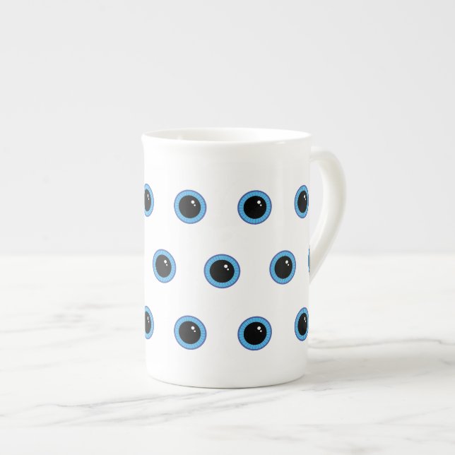 Tasse En Porcelaine Drôle Maigre Yeux Bleus (Devant droit)