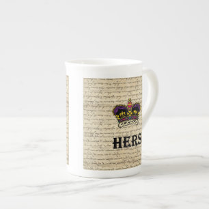 Tasse En Porcelaine Drôle sien texte et couronne