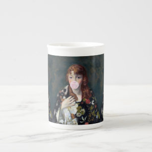 Tasse En Porcelaine Edna soufflant une bulle rose gomme